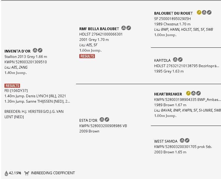 The pedigree of Inventa D'or
